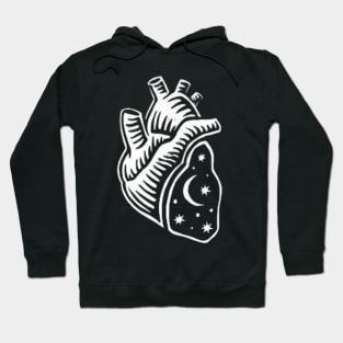 Starry PNL Heart - Digital Drawing - B&W Hoodie